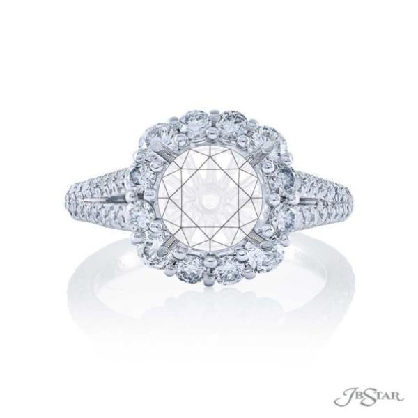JB Star Diamond semi mount featuring 12 round diamonds halo design